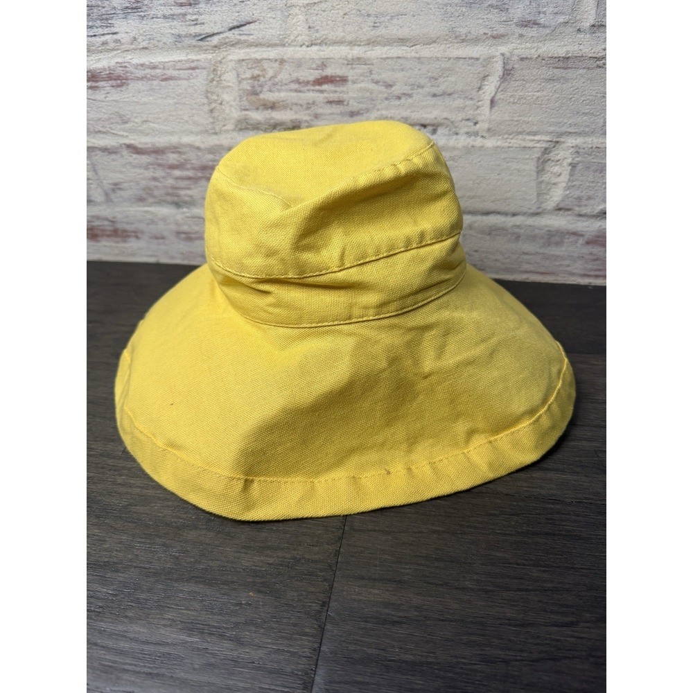 SCALA Collezione Hat OS One Size Cotton Canvas Yellow Bucket Sun Beach New